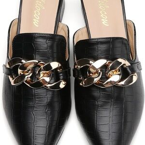 NWOT Tilocow Metal Chain Decor Mules Heels for Women Size 7